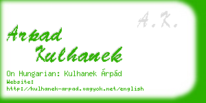 arpad kulhanek business card